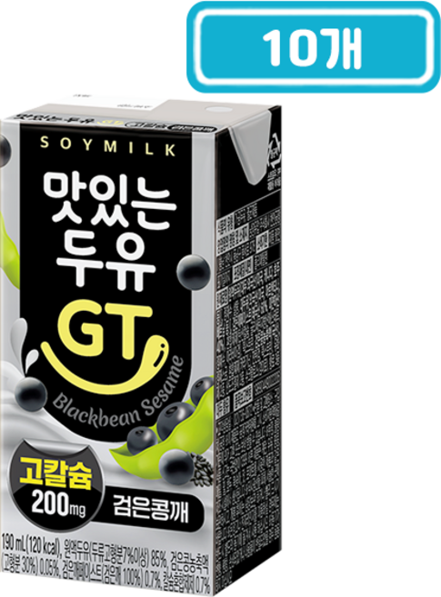 남양 맛있는 두유 GT 고칼슘 검은콩깨맛, 190ml, 10개