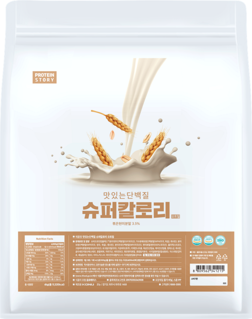 프로틴스토리 슈퍼칼로리 4kg 오트밀 살찌는 체중증가 게이너보충제, 1개