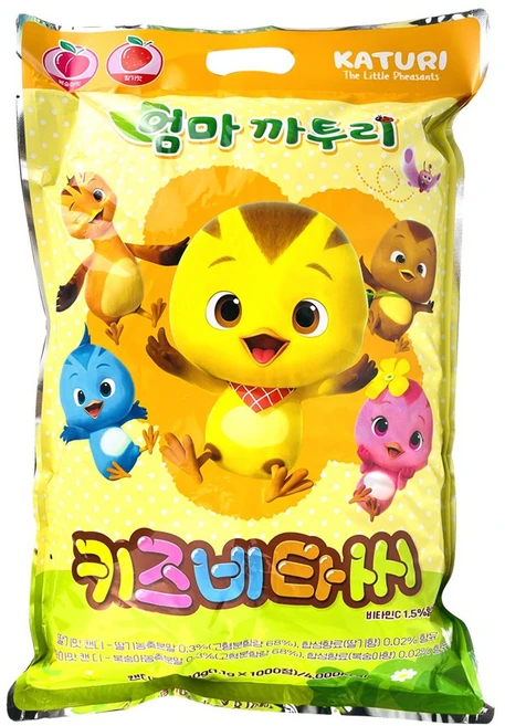 엄마까투리 키즈비타민 1000 정 딸기맛 복숭아맛, 1개, 1000정 - 쿠팡