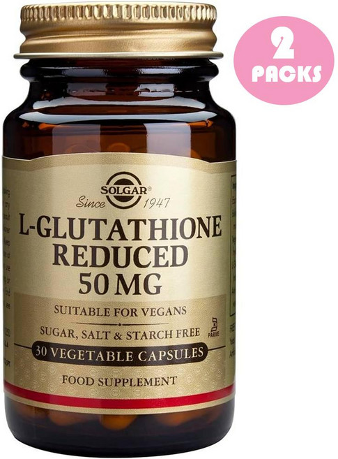 Solgar 솔가 L-글루타치온 리듀스드 50mg 비건 30베지캡슐 2팩, 2개, 30정