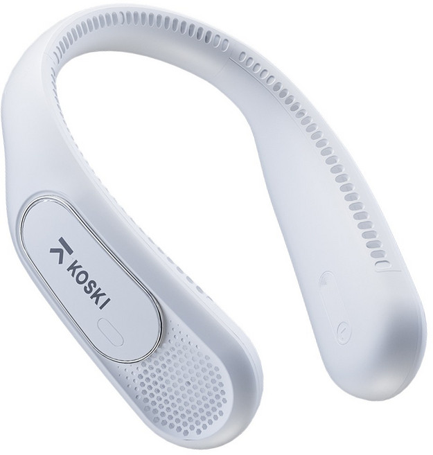 코스키 휴대용 넥밴드 선풍기 BLDC 대용량 4000mAh YP06 부직포주머니 포함, 화이트