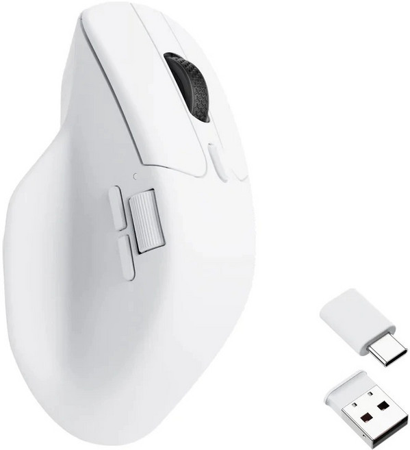 Keychron M6 無線光學滑鼠 人體工學 三模無線 雙滾動模式, 白色