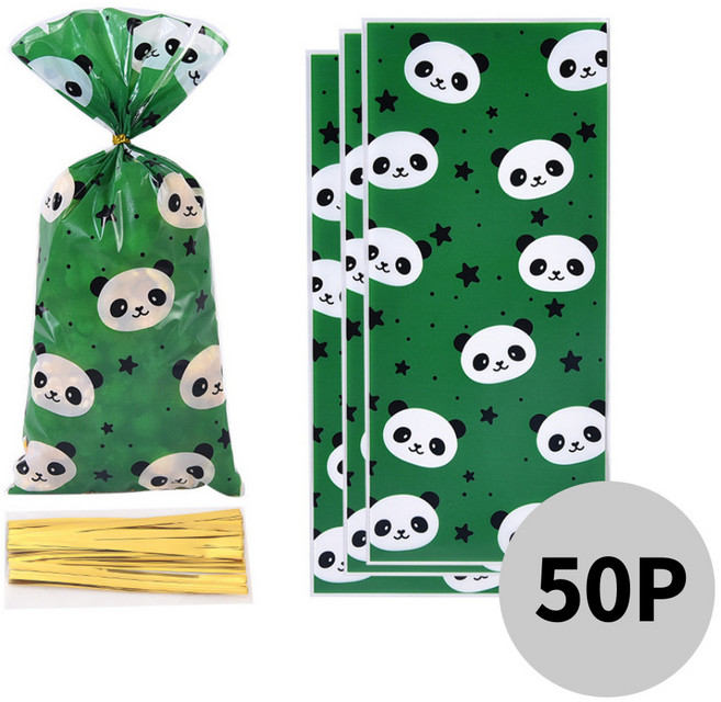 아트위브 OPP 선물 포장 비닐봉투 구디백 생일 기프트백, 50개, 08. 그린팬더