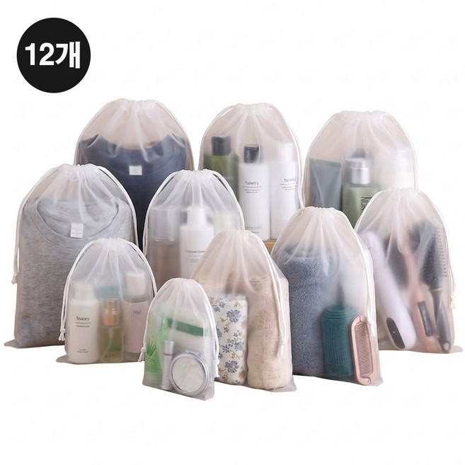 미니코지 반투명 방수 파우치 12종 세트 스트링