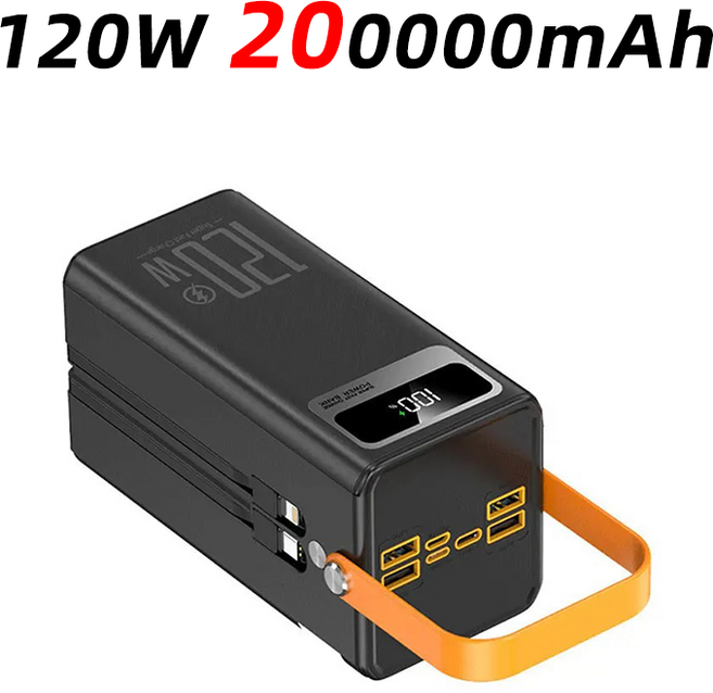 120W 초고속 보조베터리 200000 mAh 대용량 실외 모바일 전원 공급 장치는 동시에 충전하는 7개 장치를 지, 04 DB36-Black200000mAh, 1개