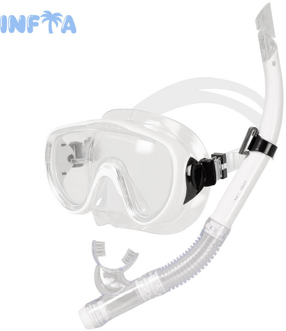 인피아 멀티 피스 스노쿨링 마스크 프리다이빙 스노쿨링 세트, 아쿠아화이트