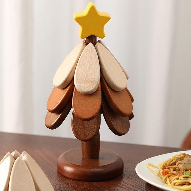 앙플러스 센스있는 집들이 선물 우드 냄비 받침, 1개, 혼합색상+별