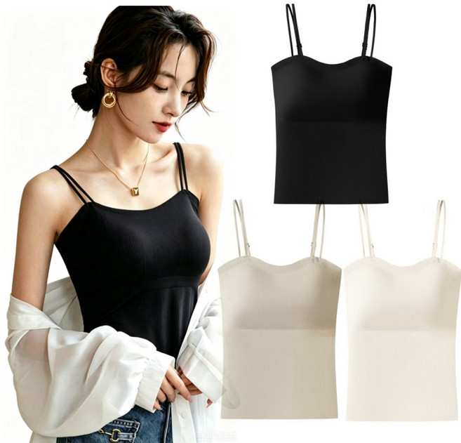 ROOICE 아이스 브라 캡나시 3PCS 캡내장 끈조절 노와이어