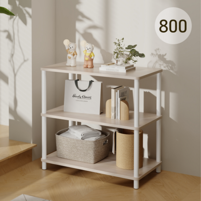 워너픽 다용도 선반 진열장, 3단, 화이트우드