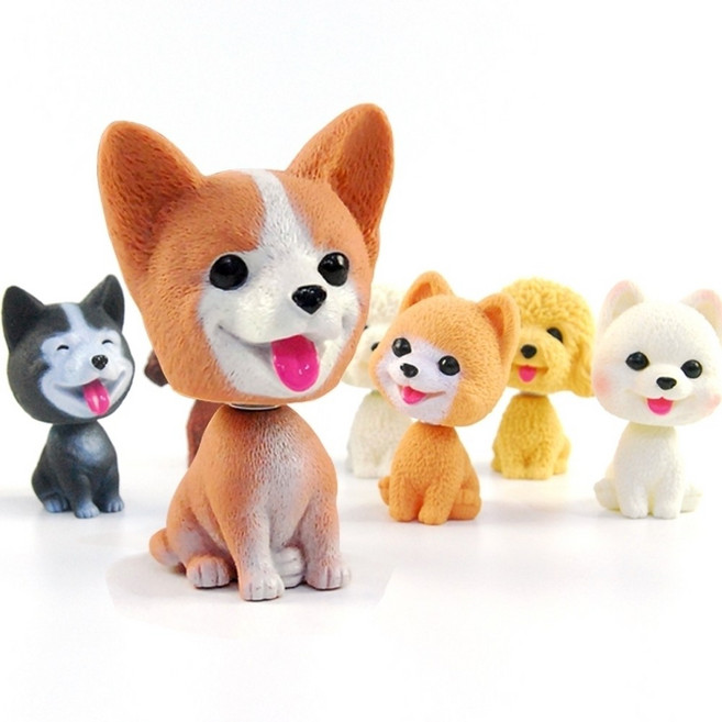 차량용 강아지 흔들 인형 차소품 차량소품인형 차량인형 자동차꾸미기 차량내부꾸미기, 2.화이트푸들