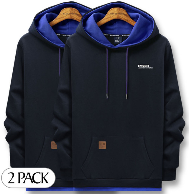블루포스 로에온 후드티 1+1세트 남자 긴팔 티셔츠 남성 빅사이즈 운동복 겨울 단체티 커플티 츄리닝