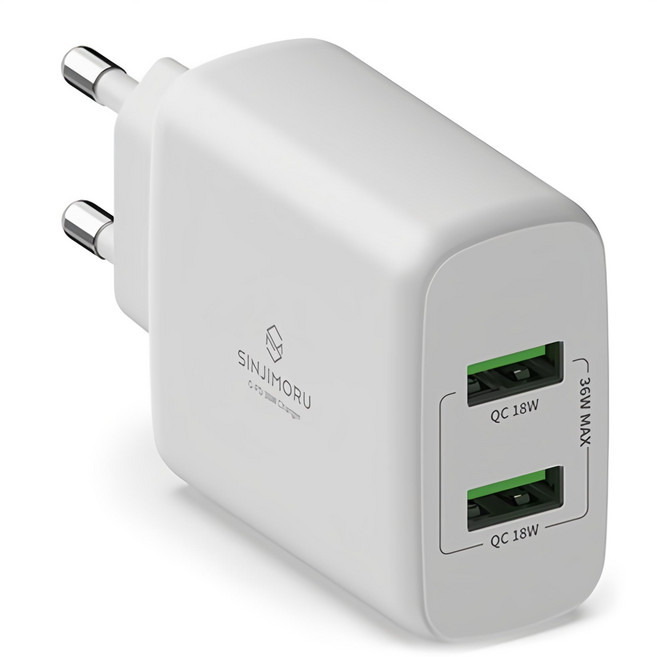 신지모루 오피디 36W QC3.0 듀얼포트 고속충전기, 화이트, 1개
