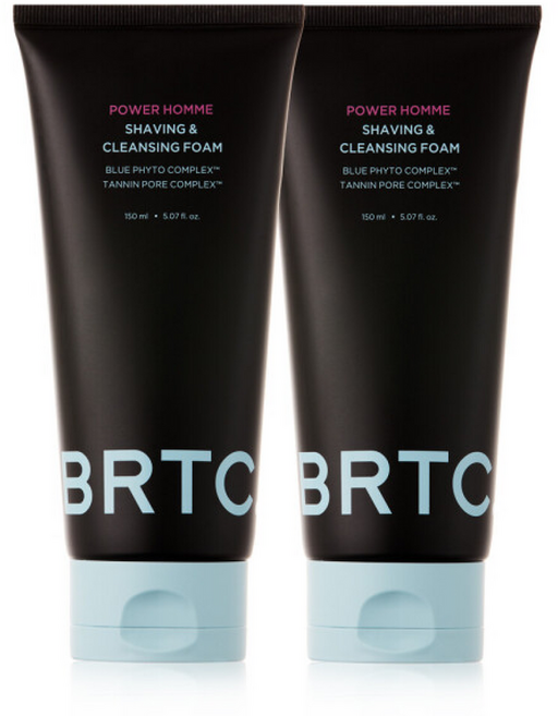 비알티씨 남성용 파워 쉐이빙 앤 클렌징 폼, 2개, 150ml