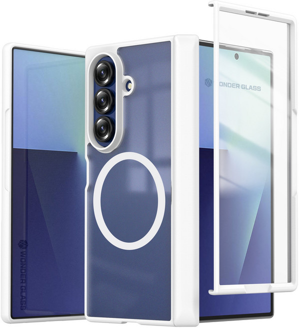 갤럭시 Z폴드7 힌지보호 클리어 프레임 맥세이프 케이스 + 강화유리 보호필름