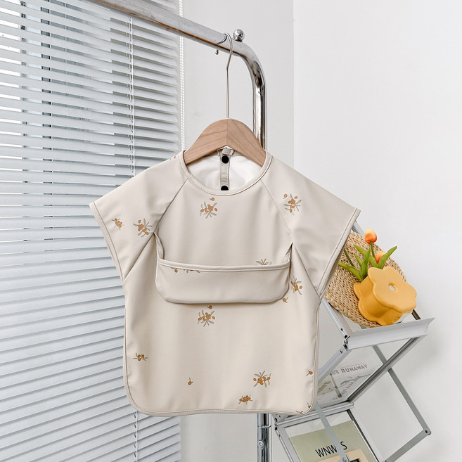 兒童罩衣新款寶寶無袖圍兜pu反穿衣嬰兒防水飯兜防髒吃飯輔食圍嘴