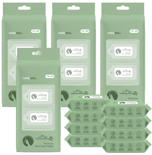 시치미 초미니 페미닌 클린 Y존 자연생분해 여성 청결 티슈, 7매, 40개