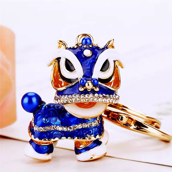 BAFC1857 차이나 아이디어 기프트 큐빅 재산을 모으다 기린 사자 자동차 키링 남녀 가방걸이 키 링, 1개, E2