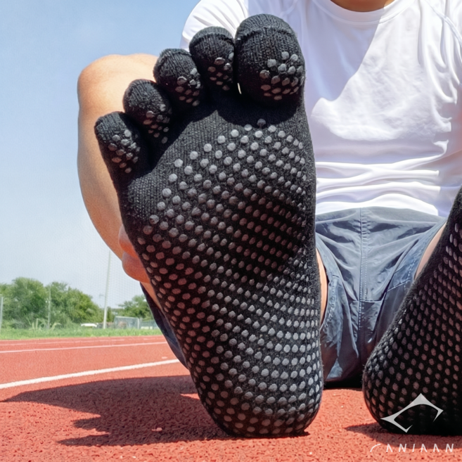 카니언 밸런스 안티슬립 토삭스 스포츠 발가락 양말, 중목, 1개, 블랙