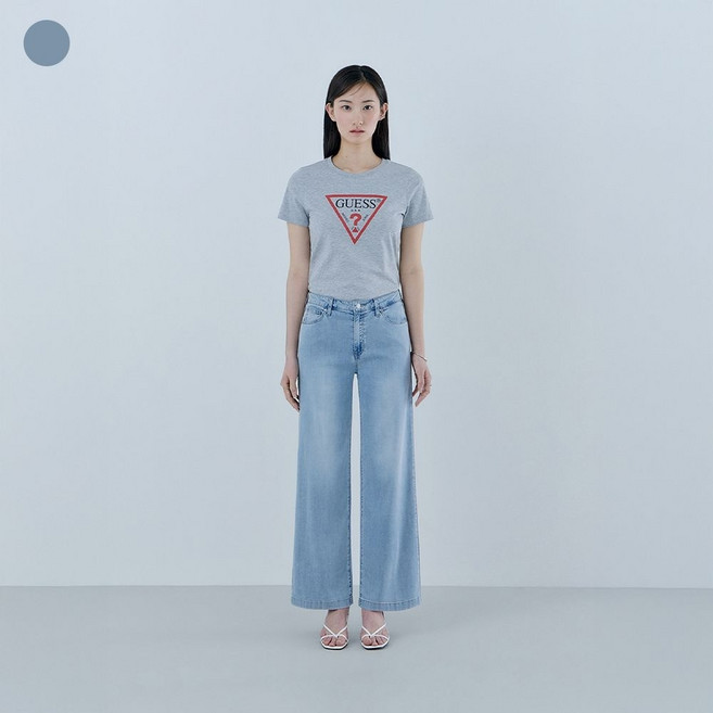 [백화점상품] 게스 여성 청바지 여름 와이드 쿨터치 라이트톤 데님 팬츠