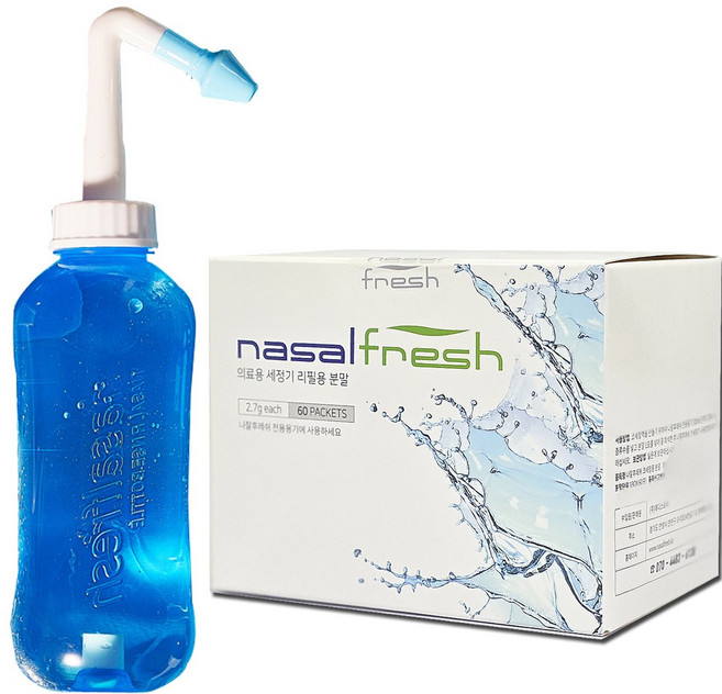 세번티 나잘후레쉬 스토어 300ml용기+분말60포+휴대용 방수백 증정 코세척기 코세정기 분말 비염 성인 어린이 공용 코세척 세트, 1세트