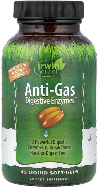 Irwin Naturals Anti-Gas Digestive Enzymes™ 45 Liquid Soft-Gels, 1개 - 쿠팡
