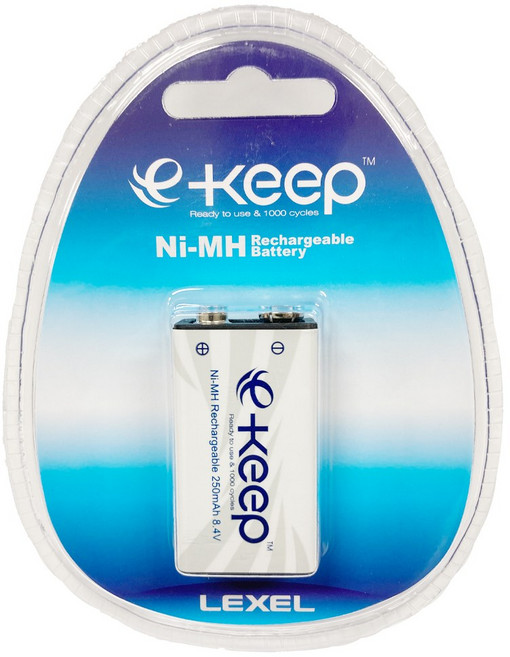 LEXEL e-Keep 9V Ni-MH 사각타입 충전지 8.4V 250mAh, 1개, 1개입