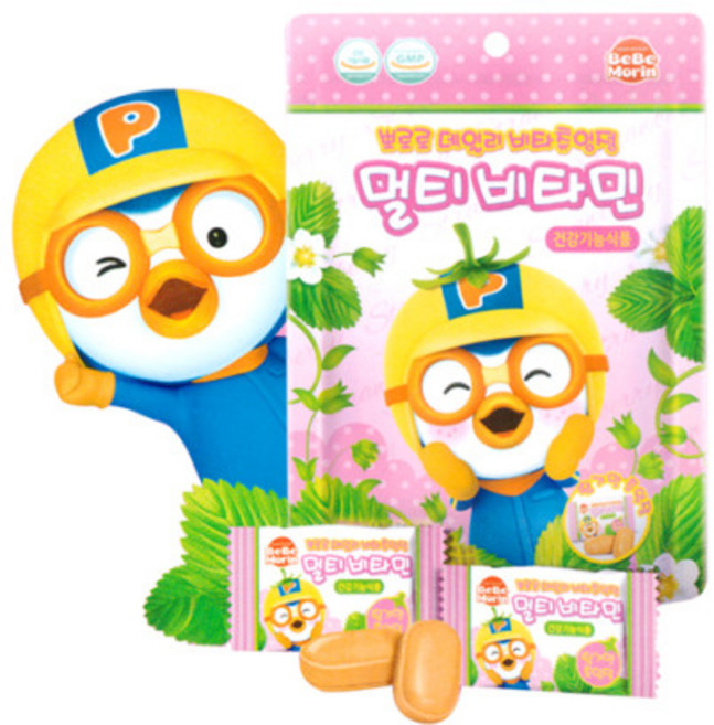 뽀로로 데일리 비타츄잉정 멀티 비타민 15정 딸기맛, 52.5g, 4개