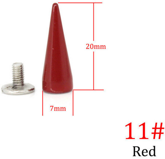 단단한 금속 스크류 백 콘 스터드 총알 스파이크 가죽 공예 가방 의류 신발 DIY 장식용 긴 펑크 리벳 10, modle 11, 1개