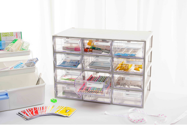 스탬프링 투명수납함 멀티박스 플라스틱 다용도부품 정리함 서랍함, AB-M1 8칸, 1개