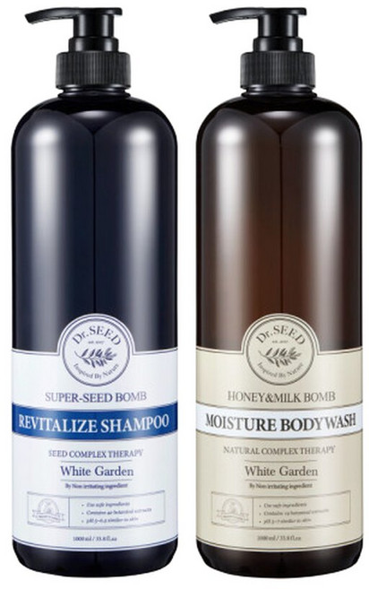 닥터시드 슈퍼시드밤 샴푸+바디워시 (1000mlx2) 화이트가든, 2개, 1L