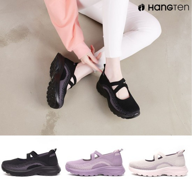 여성용 메리제인 스트랩 슬립온 니트 스니커즈 데일리 가벼운 신발 스포티 단화