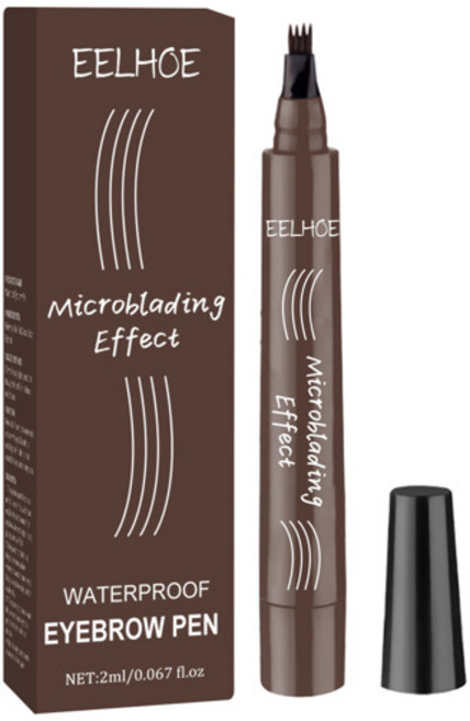 아이브로우 인핸서 EELHOE 4 포인트 눈썹 펜슬 방수 문신 땀 방지 오래 지속되는 5 가지 색상 액체 마이크로 블레이딩 펜 화장품 메이크업, [01] Dark Brown 2ml