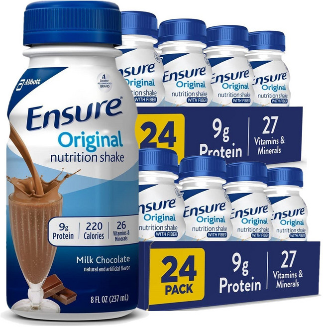 Ensure 엔슈어 오리지날 뉴트리션 쉐이크 초콜렛 237ml 24병, 2개