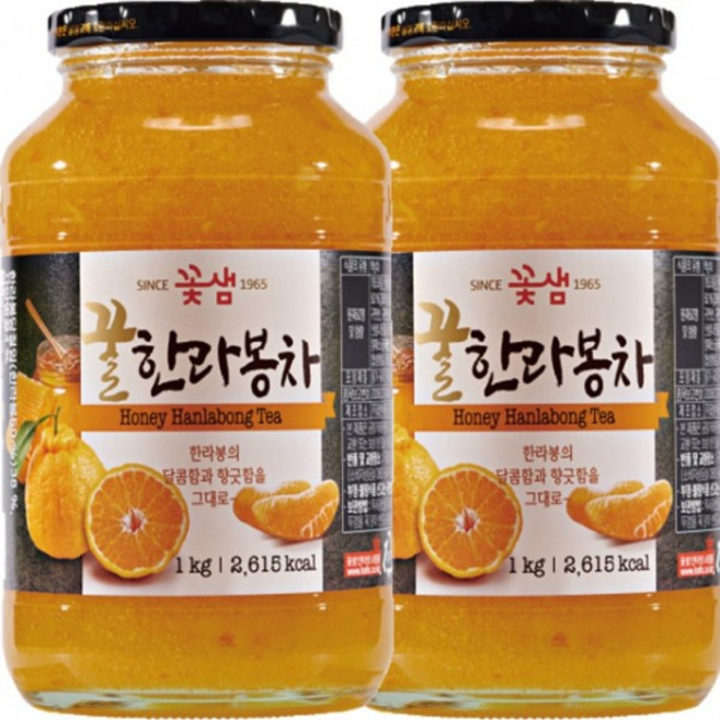 꽃샘 꿀한라봉차 2kg(1kg x 2병), 1kg, 2개
