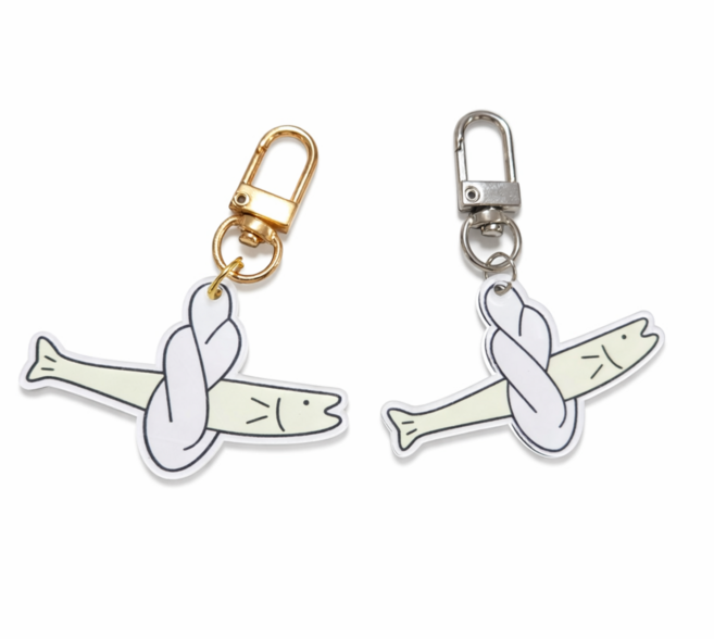 펀찬공간 행운의 액막이 명태 키링 1+1, 골드&실버, 2개