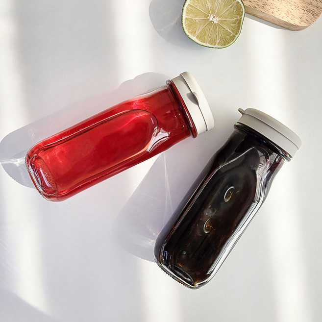 헥사 실리콘 사각 보틀 유리병 240ml / 300ml 주스병 소분용기, 05.300ml 그레이_헥사 실리콘 사각보틀, 1개