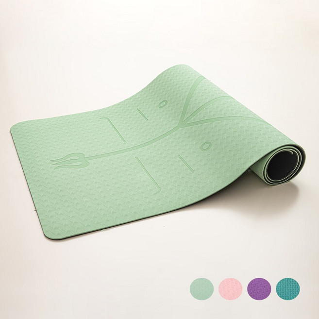 Hommy Nest TPE 요가매트 필라테스매트 와이드 홈트용 안밀리는 방음 충격방지 친환경 냄새없는 6MM HN-YGMTPE11A, 1개, 말차 그린 센터라인