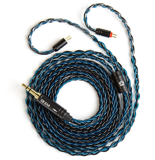 Keephifi KBEAR ST12/ST12Plus 8가닥4N 무산소동도금 업그레이드 케이블 For KZ TRN TANGZU 수월우, 3.5mm 2PIN, 1.2m, 블랙+블루, 1개