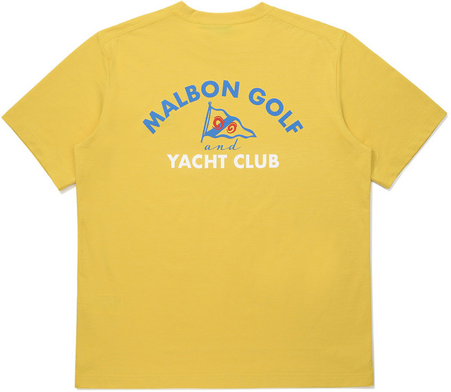 말본 YACHT CLUB 유니 라운드 티셔츠 여름티셔츠 남녀공용 반팔티 일상 기본핏