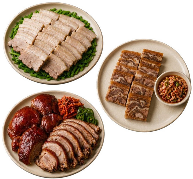 족발 편육 보쌈 세트 슬라이스 개별포장, 1세트, 800g