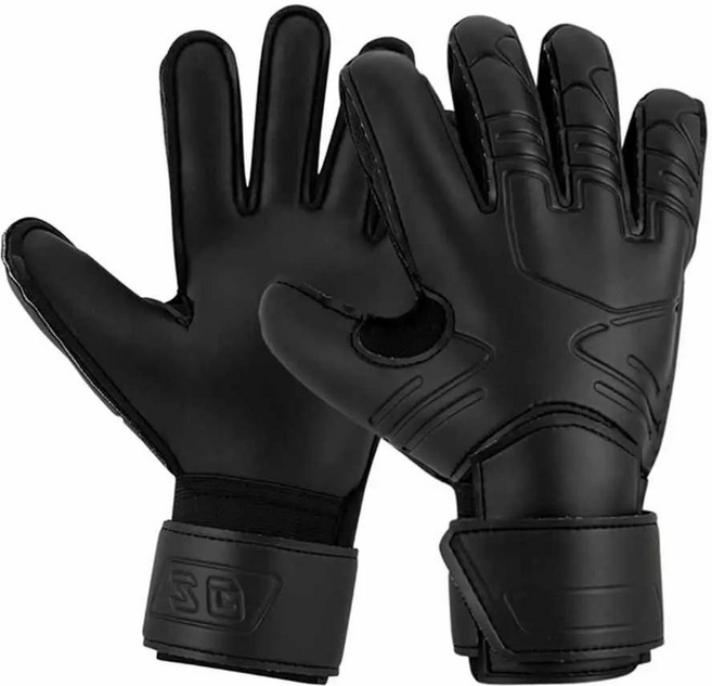 손가락 보호 골키퍼 장갑 내마모성 블랙 라텍스 축구 야외용, 1개, 색상: 1. black-size 8