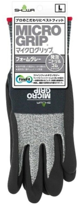 SHOWA No.381 MICROGRIP 마이크로그립 폼그레이 NBR 코팅 안전 장갑 / S (6) • M (7) • L (8), L/8 (25cm)