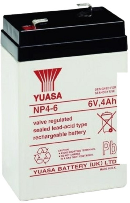 YUASA 湯淺 NP4-6 閥調密閉式鉛酸電池 6V 4Ah, 1個