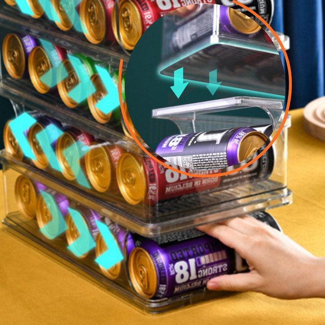 500미리 맥주 트레이 큰 음료수 디스펜서 2단 긴 캔 보관대 랙 냉장고 정리 굴러내려오는, 1개