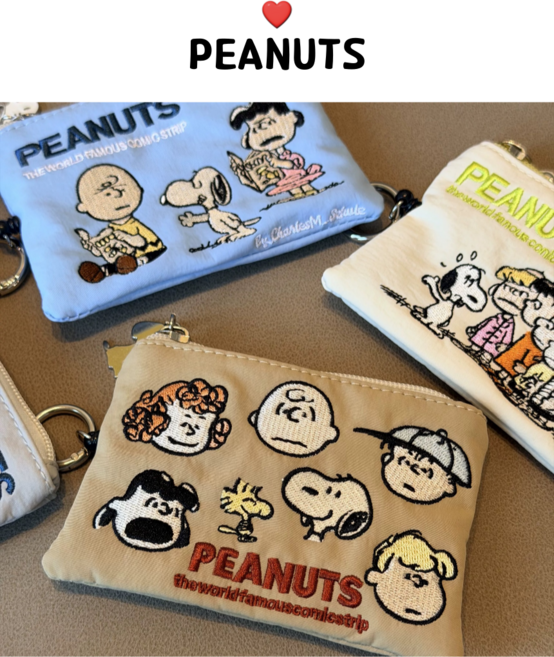 픽무 스누피지갑 지퍼형 카드 미니 동전 여행 일본 파우치 화장품