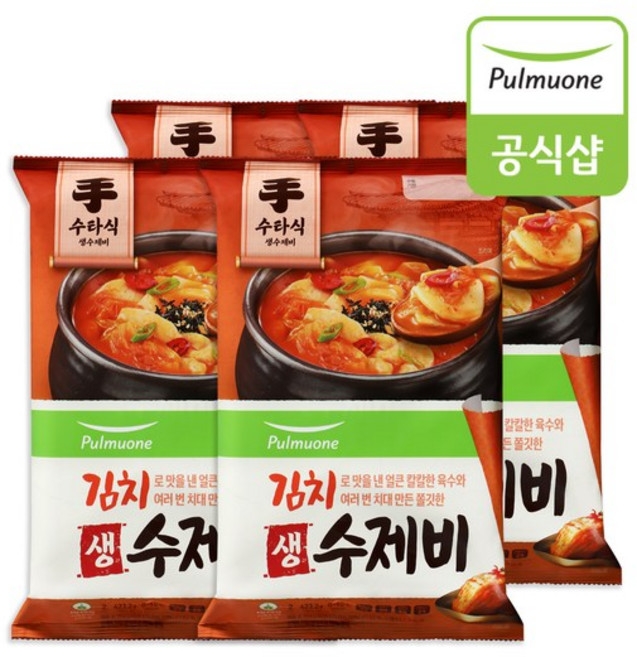 풀무원 김치 생 수제비(2인분) x 4봉, 4개, 423.2g