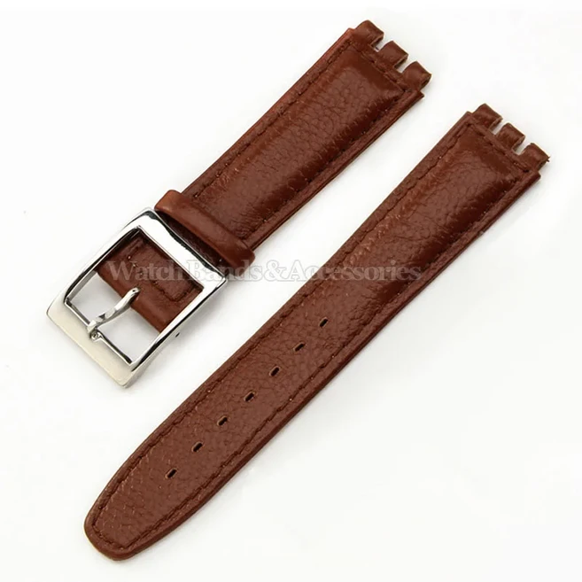 스와치 YCS 시리즈 호환 가죽 시계 스트랩 17mm 메탈 핀 버클 남성용 방수
