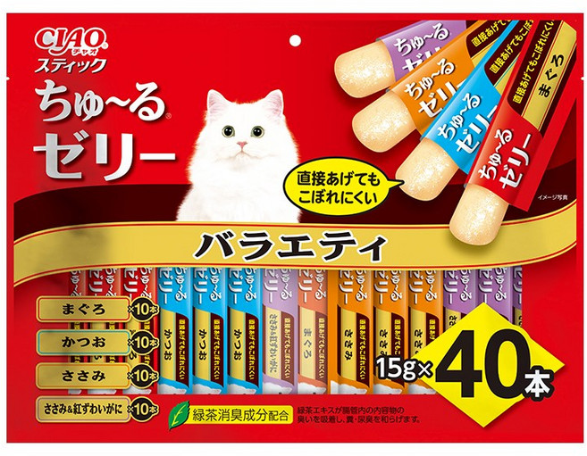 이나바 챠오스틱 버라이어티 고양이간식, 참치 + 가다랑어 + 닭가슴살 + 혼합맛(닭가슴살/게), 600g, 1개