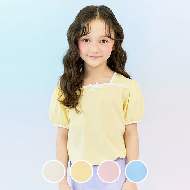 베베쥬 여아용 스퀘어리본티셔츠