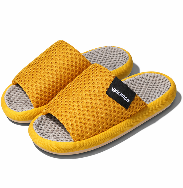 발캉스 층간소음 메쉬 통풍 아치서포트 족저근막 푹신한 하우스 룸 슈즈 거실화, 1개, 옐로우